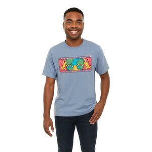 Keith Haring Men's XL Blue Graphic T-Shirt 100% Cotton L1304